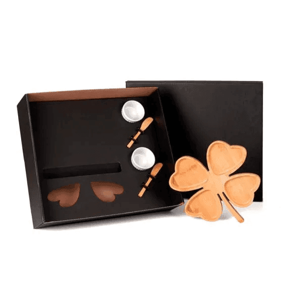Kit Petisco Em Bambu / Porcelana - 5Pçs KT-90031