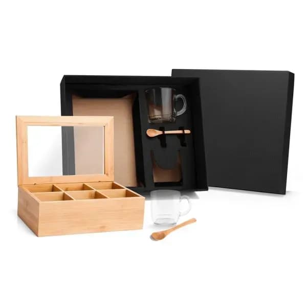 Kit Para Chá Com Caixa Em Bambu E Colheres - 5 Pçs KT-90141