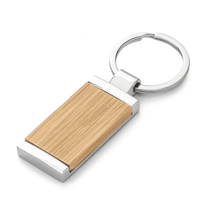 Chaveiro Metal e Bambu 15003 Personalizado