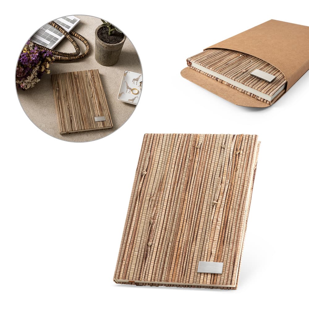 NERUDA II. Caderno A5 Em Palha Natural Com Folhas Pautadas Recicladas 53632