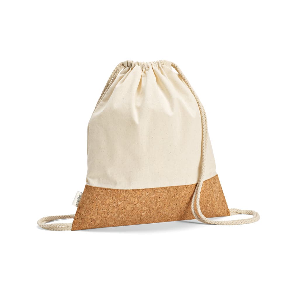 MANAUS BPACK. Sacola Tipo Mochila Em 70% Algodão Reciclado E 30% Poliéster Reciclado (180G/M²) Com Base Em Cortiça 92340