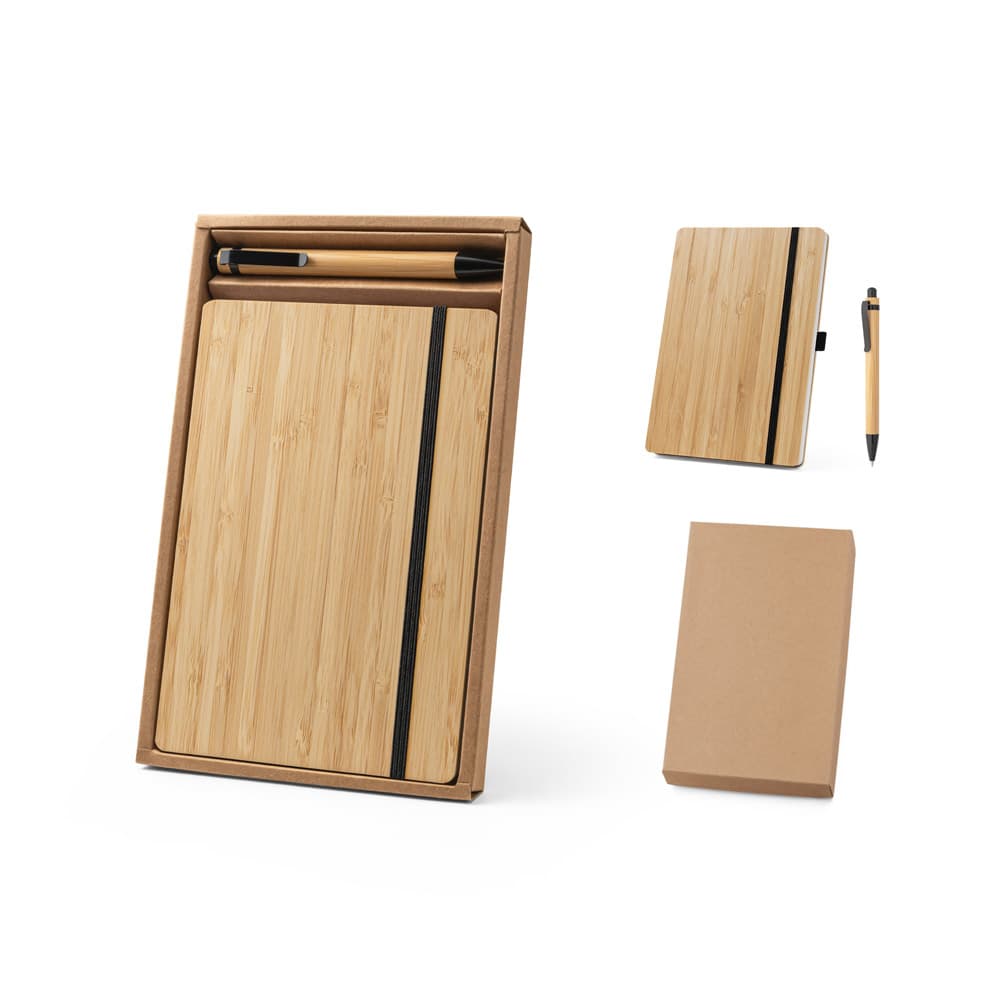 GAIMAN. Conjunto de Caderno A5 em Bambu e Esferográfica em Bambu 93624