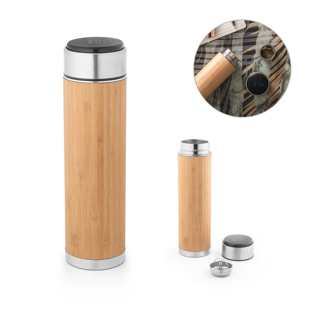 JOSHUA. Squeeze Térmico Inox e Bambu 430ml 94296