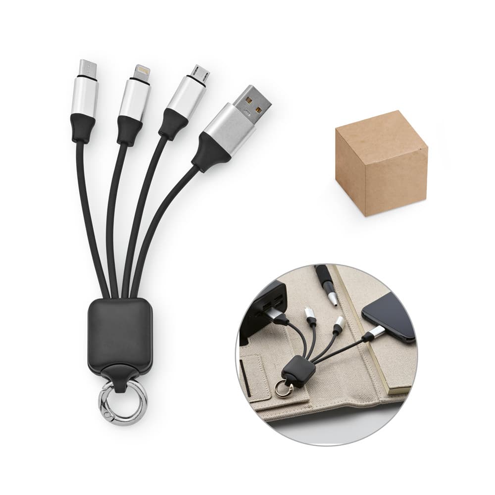 YALOW. Cabo USB De Carregamento Rápido 3 Em 1 Com Corpo Em PET 100% Reciclado (100% Rpet) 97173