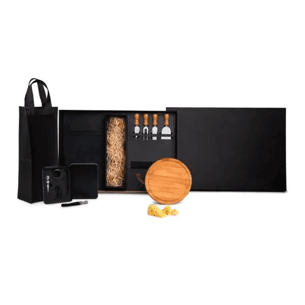 Kit Queijo E Vinho Com Espaço Para Garrafa - 11 Pçs KT-90375