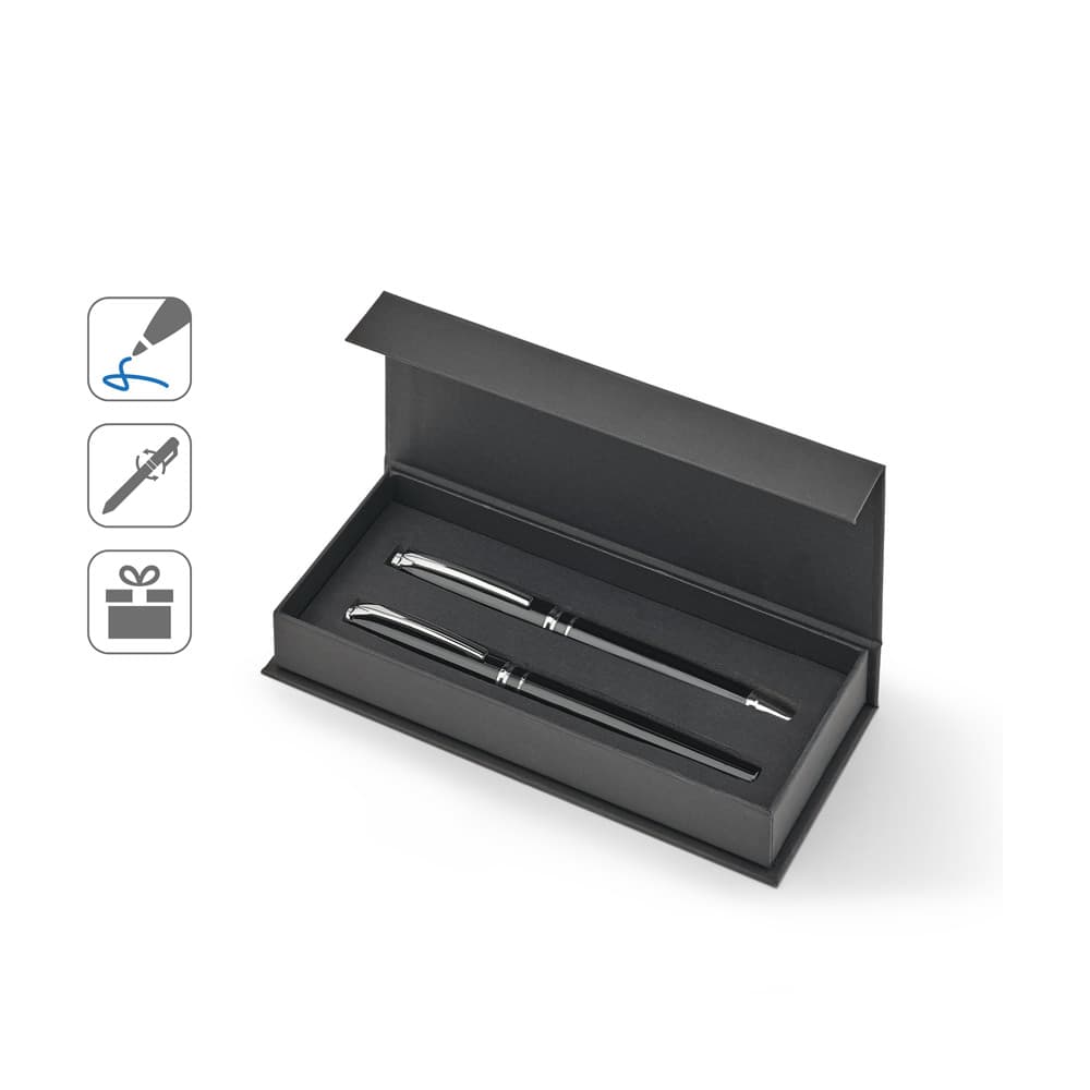 Saramago. Set Premium De 1 Caneta Esferográfica E 1 Caneta Roller Em Cobre E Aço Inox, Com Escrita Em Azul 91992